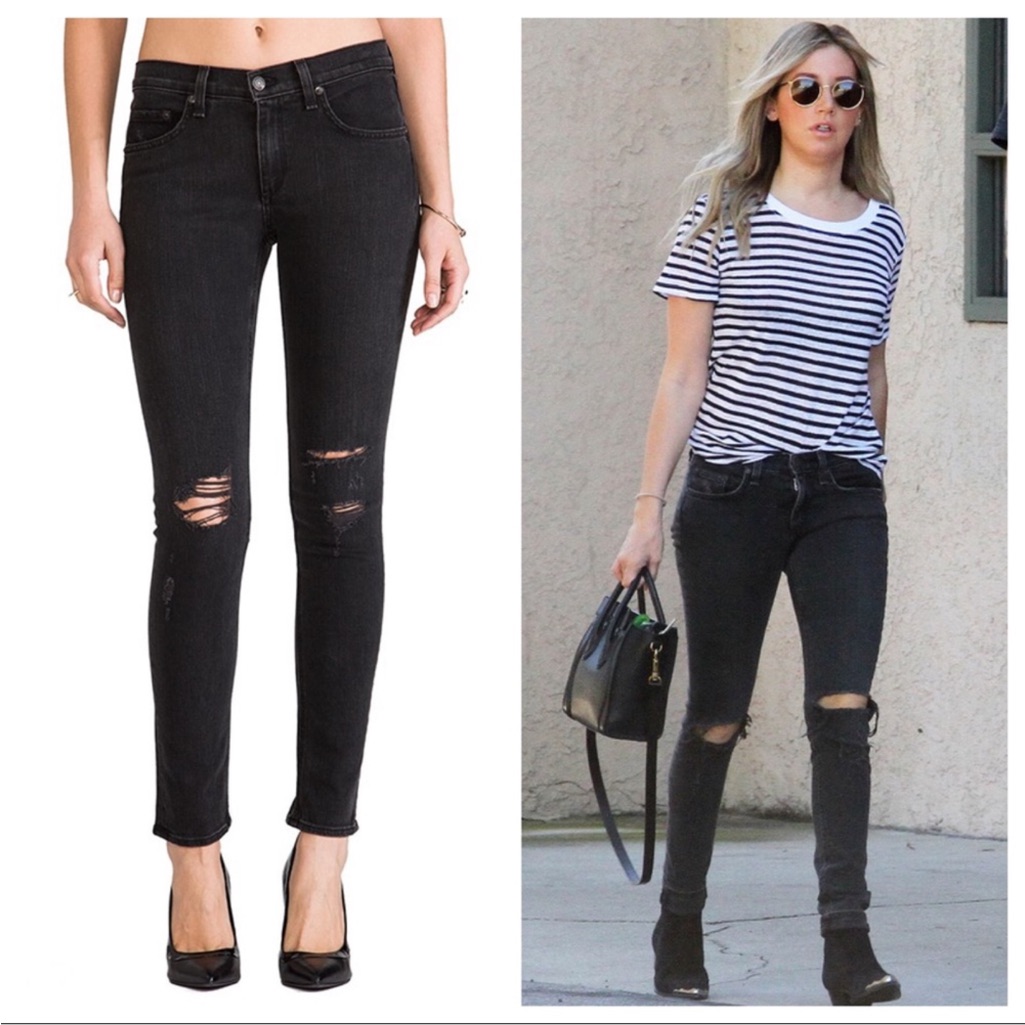Rag & Bone Skinny Rock With Holes Soft Black Jeans Size 27